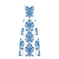 thumbnail image 5 of Lovzfmll Sundress for Women Printed Crew Neck Sleeveless Casual Maxi Dress Blue L, 5 of 5