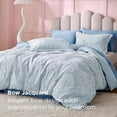 thumbnail image 2 of Blue Duvet Cover Queen Size with Bowknot Jacquard Design, Soft and Elegant Boho Bedding Set, Luxurious Craftsmanship for a Stylish Bedroom, 2 of 8