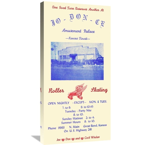 Global Gallery Retrorollers,'Jo-Don-Ce Amusement Palace Roller Skating' Stretched Canvas Artwork