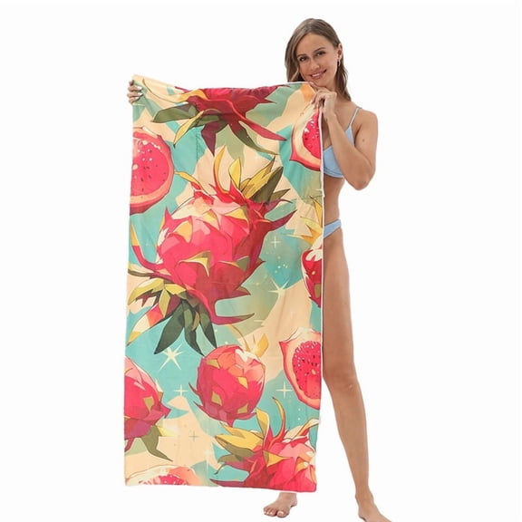 2-in-1 Foldable Portable Bag for Beach Towel Storage, Printed Bath Towels, Integrated Beach Towel Bag with Storage