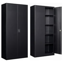 YOSITiuu Metal Garage Storage Cabinet with 2 Doors and 4 Adjustable Shelves 71" Pantry Cabinet Utility Storage Cabinet Locking Steel Storage Cabinet Utility Locker Multifunctional Garage Storage