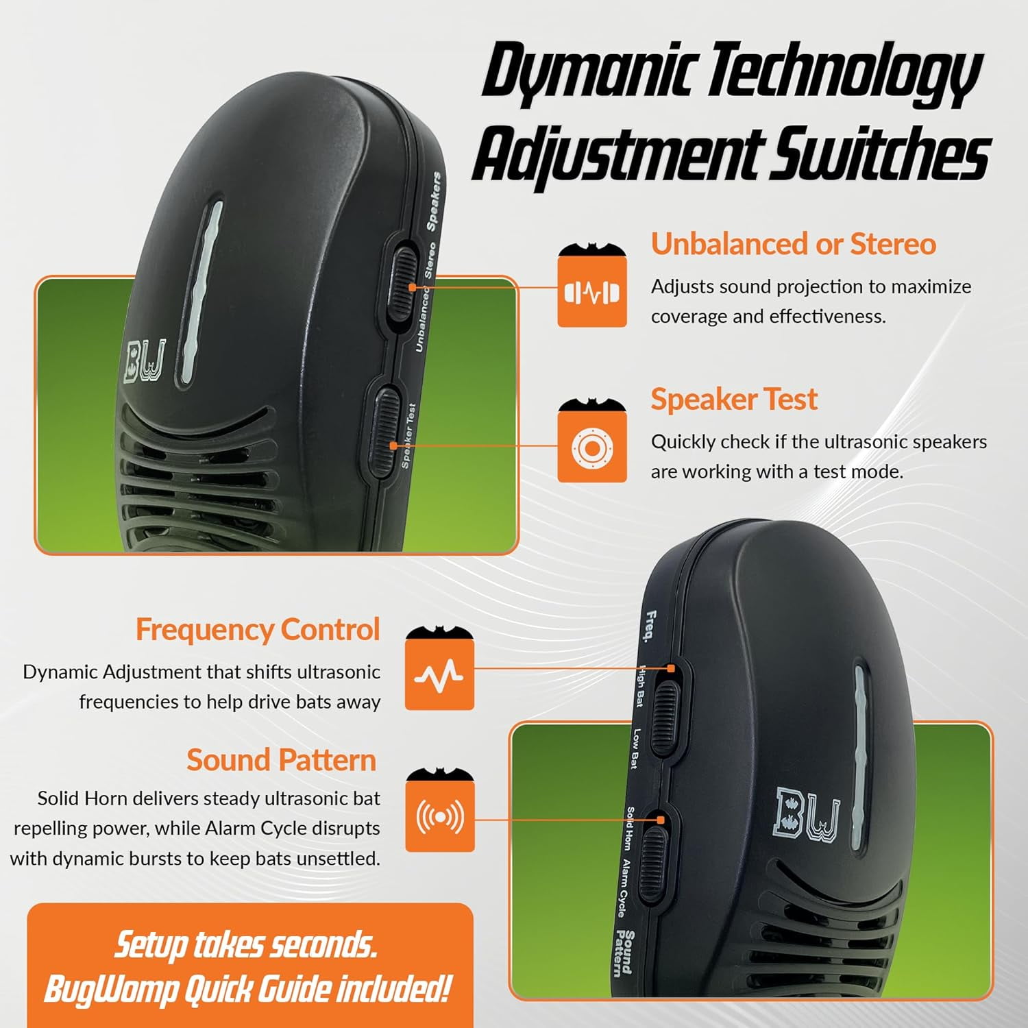 BugWomp-BEU Bat Expulsion Unit – Dynamic Ultrasonic Bat Repellent (Midnight Black Edition)