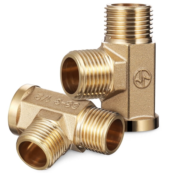 TABLZONE 2Pcs Metal Copper Tube Converter Tee Joint Fittings for Plumbing and Garden Tubes
