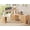 Oak, variant on SEDETA Fluted L Shaped Standing Desk with Storage Drawers Shelves, 2 Person Long Electric Adjustable Height Office Desk, Corner Computer Workstation with Built-in Charging Station, Oak
