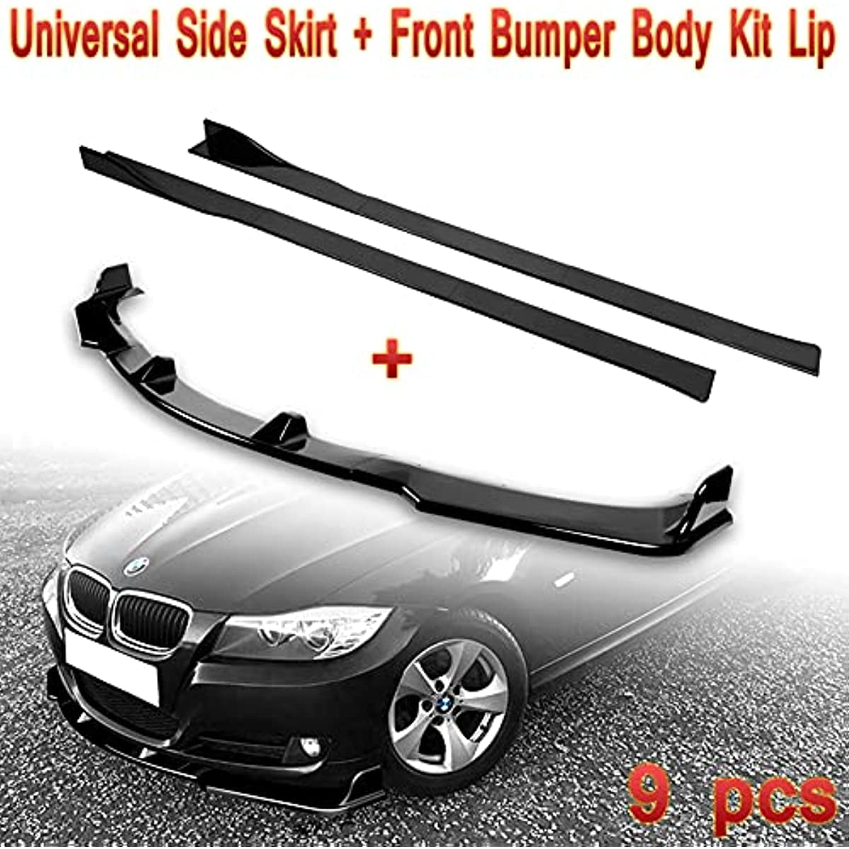 Q1-TECH 2010 2011 Front Bumper Lip Spoiler Air Chin Body Kit Splitter Painted Glossy Black ABS Front Bumper Lip fit for compatible with 2009-2012 BMW E90 Sedan 3-Series 328i 325i 335d 