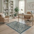 thumbnail image 2 of ODIKA 4'x6' Blue Cream Chateau Geometric Design Washable Area Rug Elegant Floral Motif with Classic Patterns Pet Friendly, Non-Shedding for Bedroom, Reading Nook, 2 of 7