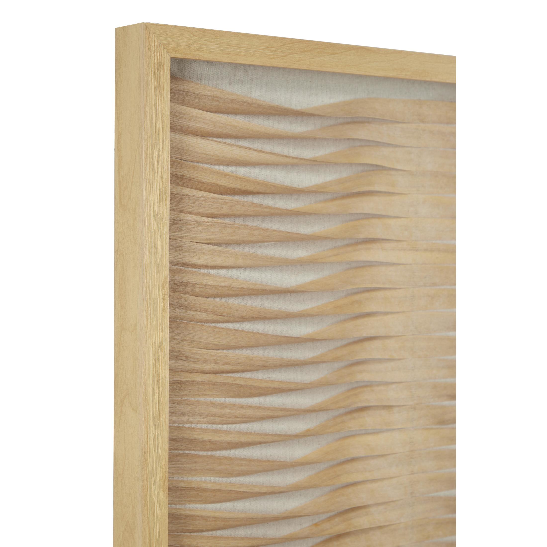 24"W, 24"H Brown Abstract Handmade Twisted Ribbon Shadow Box with Beige Linen Backing, by DecMode (2 Count)