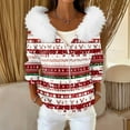 thumbnail image 2 of Women's Fashion Casual Sweater with Zipper Print, Plush Hooded Cardigan Jacket for Christmas Season and Cozy Wear,Vermilion,2XL, 2 of 7