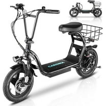 Caroma Peak 1200W Electric Scooter with Seat for Adults, 500Wh Battery up to 30 Miles&20MPH, 14" Fat Tire, Foldable Adult Electric Scooter for Commuting with Basket&Shock Absorbing
