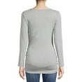 Oh! Mamma Maternity Long Sleeve Side Ruched TShirt with Scoop Neck