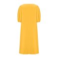 thumbnail image 5 of Womens Summer Plus Size Cotton Linen Dress Half Sleeve V Neck Plain Midi Casual Dress for Women Loose T Shirts Dress, 5 of 6