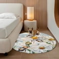 thumbnail image 2 of Round Rugs 4Ft, Summer Botanical Round Area Rug Washable Indoor Throw Carpet, White Daisy Botanical Bee Farmhouse Soft Non Slip Circle Rug for Kitchen Nursery Room Home Decor Aesthetic, 2 of 8