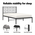 thumbnail image 3 of vidaXL Twin XL Metal Bed Frame with Headboard, Under Bed Storage, Noise Free, Black, No Mattress, 3 of 10