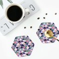 thumbnail image 5 of Pofeuu Plaid Flamingo Print Leather Coasters Set of 6, Round Cups Mugs Mat Pad for Home Kitchen Heat Resistant Drink Coasters,Hexagon, 5 of 7