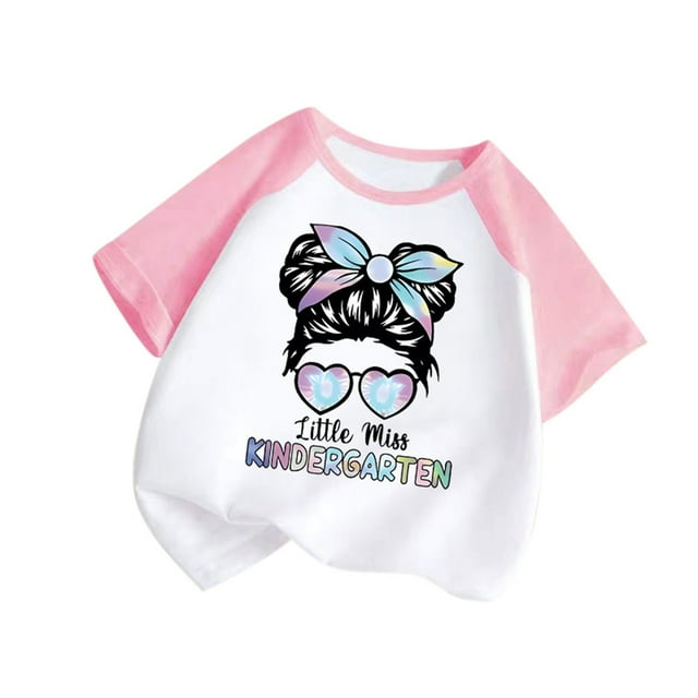 Toimothcn T-Shirts Filles Enfant Mignon Col Rond Manches Courtes Imprimé Dessin Animé Cool Respirant T-Shirts Adaptés pour Usage Quotidien 2-3 Ans