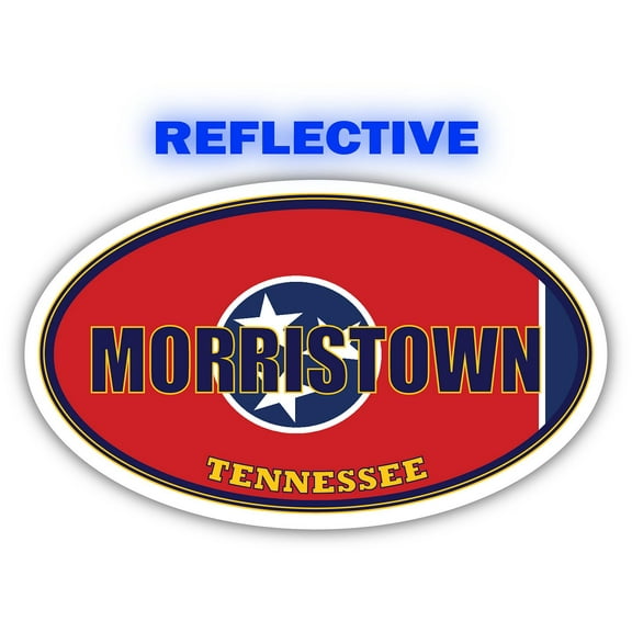 Morristown City Tennessee State Flag | TN Flag Hamblen County Oval State Colors Reflective Sticker Car Decal 3x5 inches