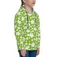 thumbnail image 3 of Haiem Green White Flowers Pattern Boys Hoodie, Youth Pullover Hooded Sweatshirt, Kangaroo Pocket Hoodie for Kids Girls -Small, 3 of 6