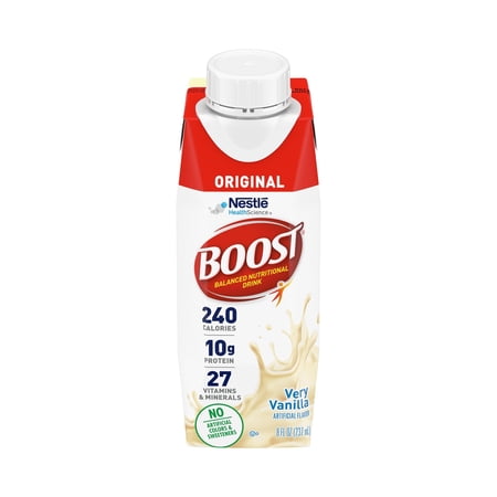 Nestle Boost Original Balanced Nutritional Drink Very Vanilla 8 oz Carton 24 Ct
