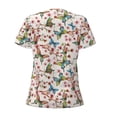 thumbnail image 5 of Wukai Watercolor Floral With Butterflies Casual V-Neck Graphic Tees for Women: Lightweight and Breathable Summer Tops with Stylish Design-X-Large, 5 of 8