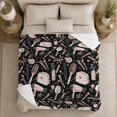 thumbnail image 5 of Rose Gold Hair Stylist Tools on Black Background in Chic Salon Pattern Style for Hairstylists, Beauty Tools Scene, Cozy Flannel Blanket for Bedroom and Office, Birthday Gift, Glam Home Decor, 5 of 9