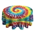thumbnail image 4 of Colorful Tie Dye Pattern Round Tablecloth 60"x60",Wrinkle Wipeable Table Cloth for Kitchen Dining Room Picnic Patio Party, 4 of 6