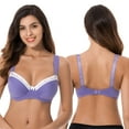thumbnail image 6 of Curve Muse Women's Plus Size Underwired Unlined Balconette Cotton Bra-3Pack-LT PINK,PURPLE,PRINT GREEN-40DDD, 6 of 7