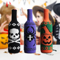 thumbnail image 5 of JUSTUP Halloween Wine Bottle Cover Pumpkin Skull Spider Pattern Knit Bottle Protection Bag Creative Halloween Elements Kitchen Decor (Orange, One Size) M01, 5 of 5