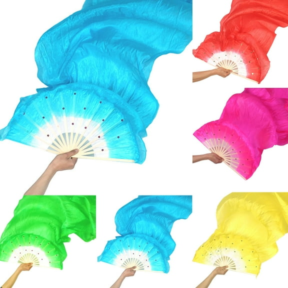 Dream Lifestyle Dance Fan, Belly Dance Bamboo Fan, Kung Fu Tai Chi Fan, Yangko Fan Artificial Silk Fan, Dance Morning Practice Simulation Silk Fan for Dancing Show, Flow Arts, Performance
