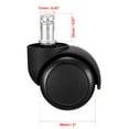 thumbnail image 2 of Office Chair Casters Wheels 2 Inch PU Wheel 11mm Stem Swivel Caster Black, 2 Pcs, 2 of 4