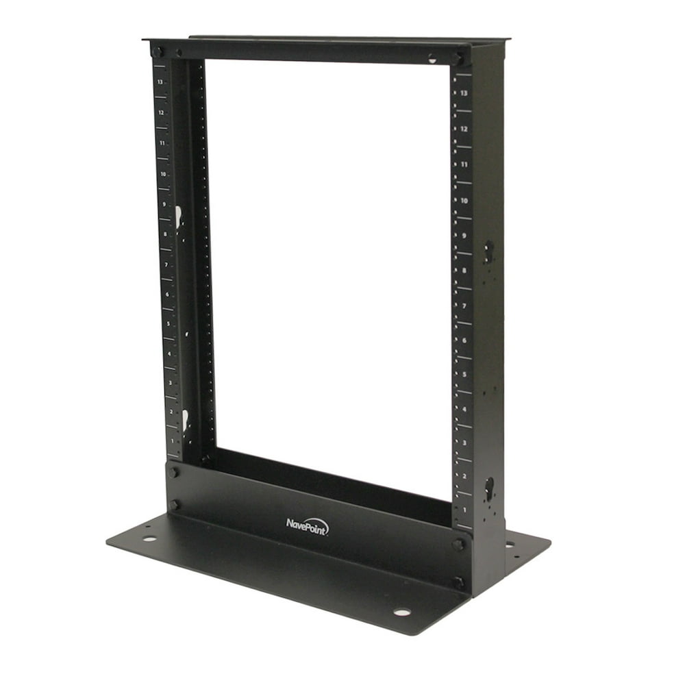 NavePoint 13U 2 Post Open Frame Server Networking Rack Threaded Hole Cable Management Blk