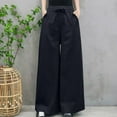thumbnail image 5 of Casual High Waisted Pants for Women Solid Color Long Pants Cotton Linen Straight Trousers Palazzo Comfortable Autumn Outfit Solid Color Trousers Casual Daily Office Wear, 5 of 7