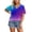 Dark Purple, variant on Wang6 Plus Size V Neck Tshirts for Women Causal Color Blocking Graphic Tees Summer Loose Fit Short Sleeve Tops Orange XL