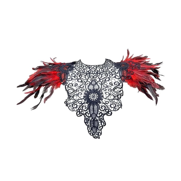 Chal de plumas artificiales para mujer, disfraz navideño, capa cómoda y a la moda Rojo