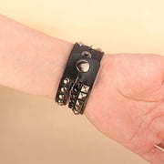Sardfxul Punk Rock Cuff Wrap Leather Bracelet Chain Spike Rivets Bracelet Gothic Bracelets Multilayer Bracelet Jewelry Adjustable