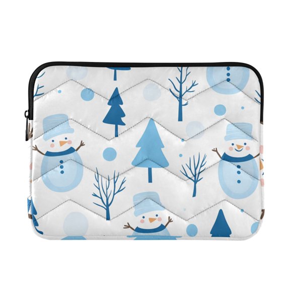 FORMRS 13"-13.3" Laptop Sleeve Protective Case Soft Carrying Quilted Computer Bag Cover, Blue Simple Cartoon Snowmen