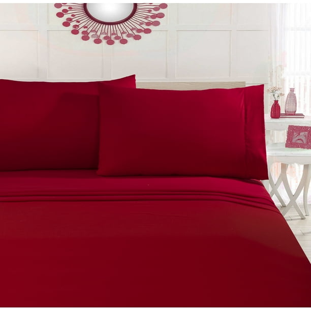 Your Zone Soft Microfiber Sheet Set, Brilliant Red, Full
