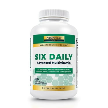 Nature's Lab Six Daily Advanced Multivitamin - 180 Capsules (30 Day Supply) Over 90 Nutrients, Minerals, Antioxidants, Herbs & Whole Foods