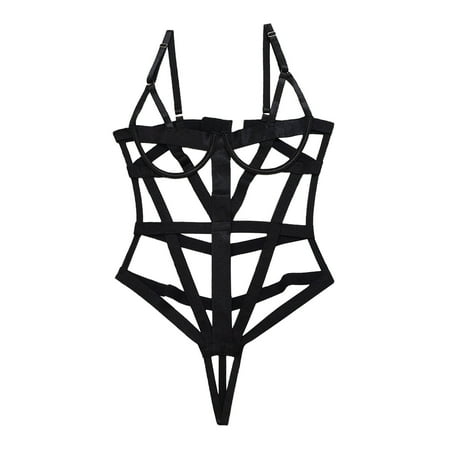 

Womens Lingerie 1 Piece Fashion Hollow Webbing Underwear Sleepwear Steel Ring Pajamas Garter