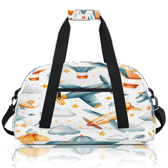 Herdesigns Airplane Sports Duffle Bag for Women & Men, Aircraft Gym Bag Dance Bag Overnight Bag Carry On Weekender Travel Bag