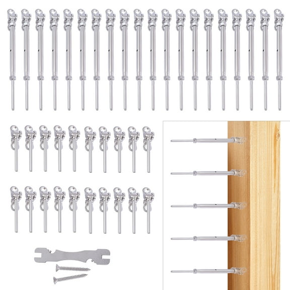 20Pairs Cable Railing Kit 1/8" Hardware Stainless Steel for Wood Post System Angle 180° Adjustable Stairs Deck 20 Cable Lines