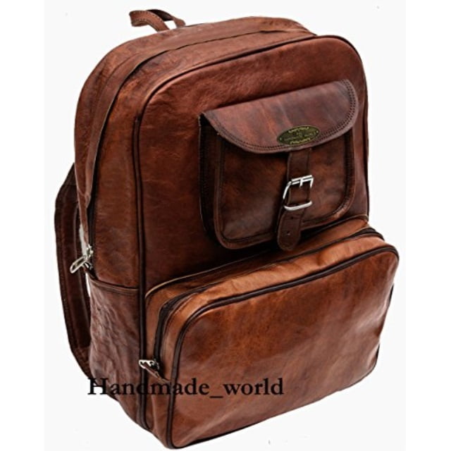 Rucksack Handmade 2 in 1 Backpack Adult Vintage Genuine Leather Laptop Backpack 