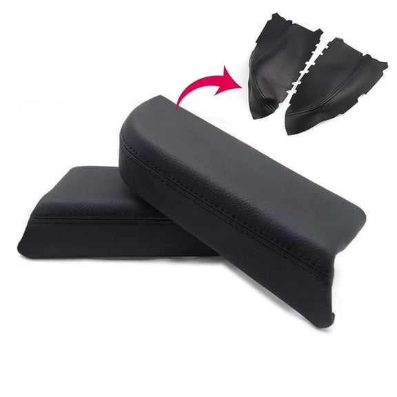 PIT66 Black Vinyl Leather Front Door Panels Armrest Covers Fit For Honda Pilot 2009-2013