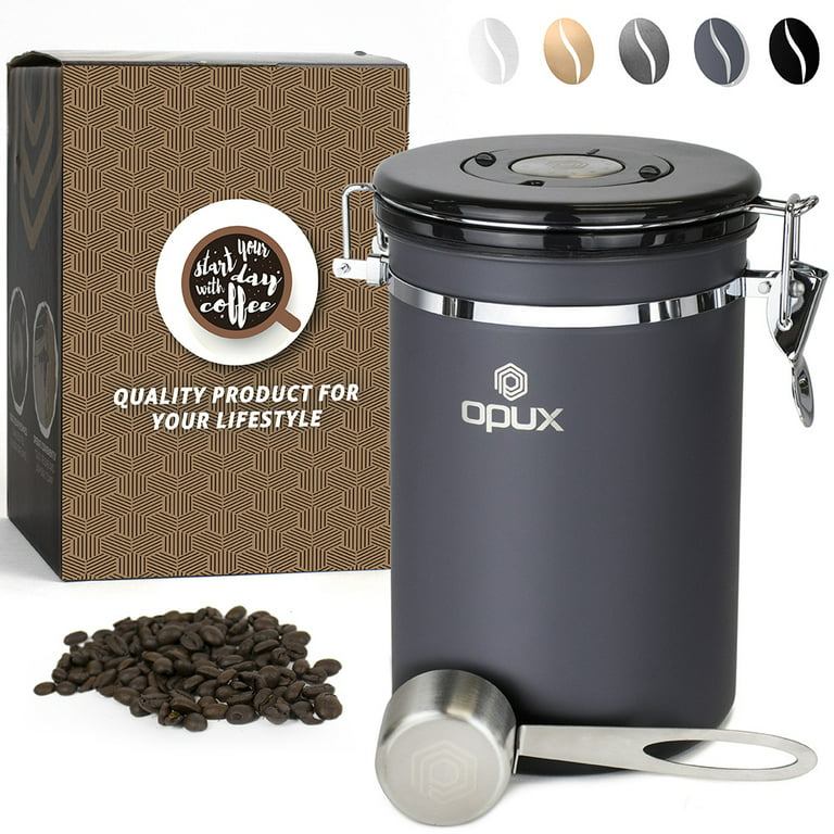OPUX Airtight Coffee Canister, Stainless Steel Coffee Jar Container with  Scoop
