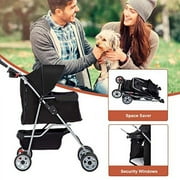 Bestpet 4 Wheels Pet stroller for Cats and Dogs, Folding, Black