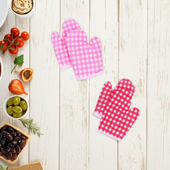 Raindrops 4 Pcs Children'S Oven Mitts Heat-Resistant Gloves For Baking And Cooking Anti-Scald Kitchen Mitts For Kids' Play Kitchens