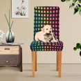 thumbnail image 4 of Yayeee 2 Pack Dining Chair Covers Stretch Parson Chairs Slipcovers Seat Protector, Pink Block Pattern, 4 of 6
