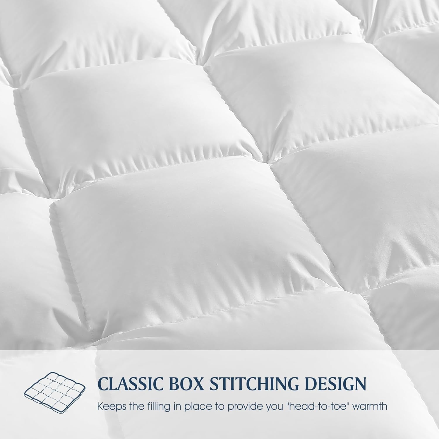 Blue Ridge Home Fashions Down Alternative Quilt Comforter for All Season, Full/Queen, White