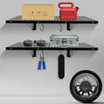 thumbnail image 3 of 2 Packs Garage Wall Shelves Storage Hooks Wall Mount Garage Organization Rack Black 560LBS 24*36in, 3 of 19
