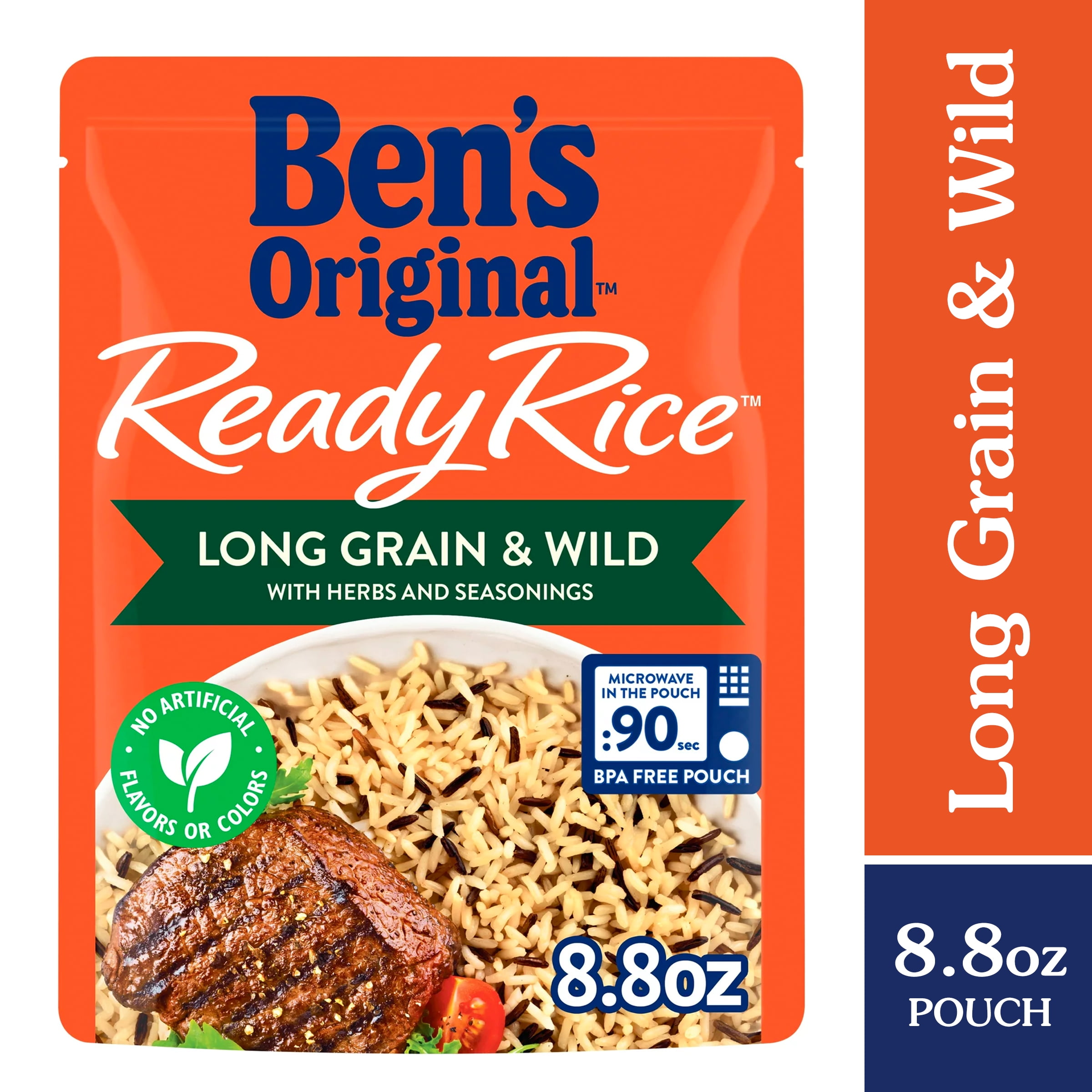 BEN'S ORIGINAL Ready Rice Long Grain and Wild Flavored Rice, Easy Dinner Side, 8.8 OZ Pouch