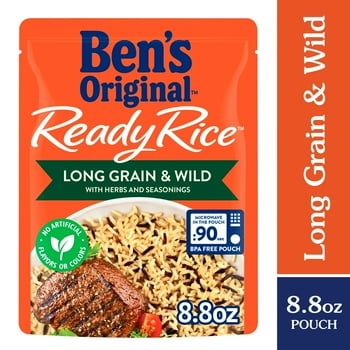 BEN'S ORIGINAL Ready Rice Long Grain and Wild Flavored Rice, Easy Dinner Side, 8.8 OZ Pouch